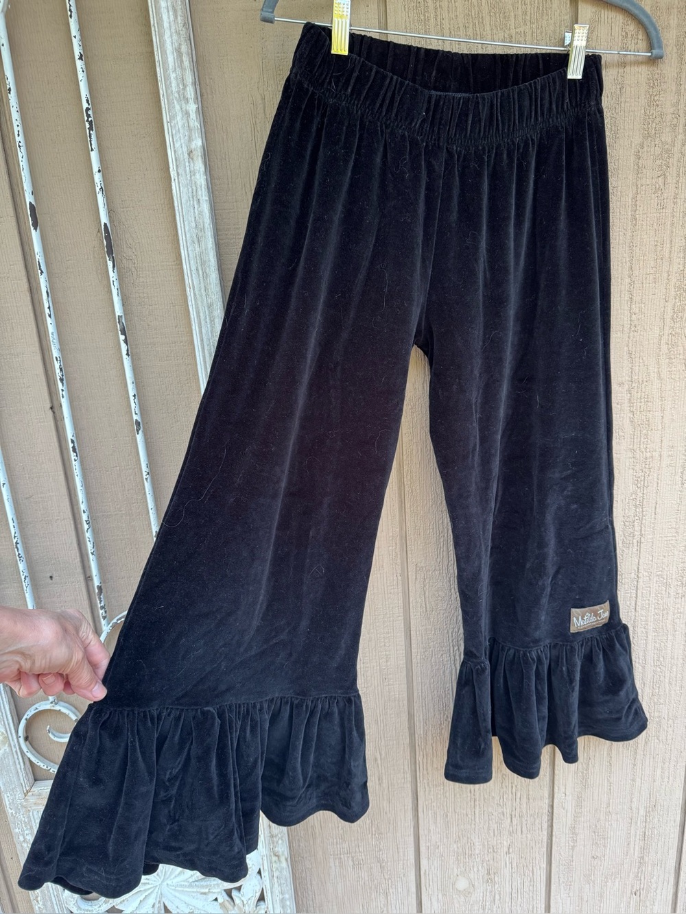 Matilda Jane Black Velour Ruffle Hem pants Small
